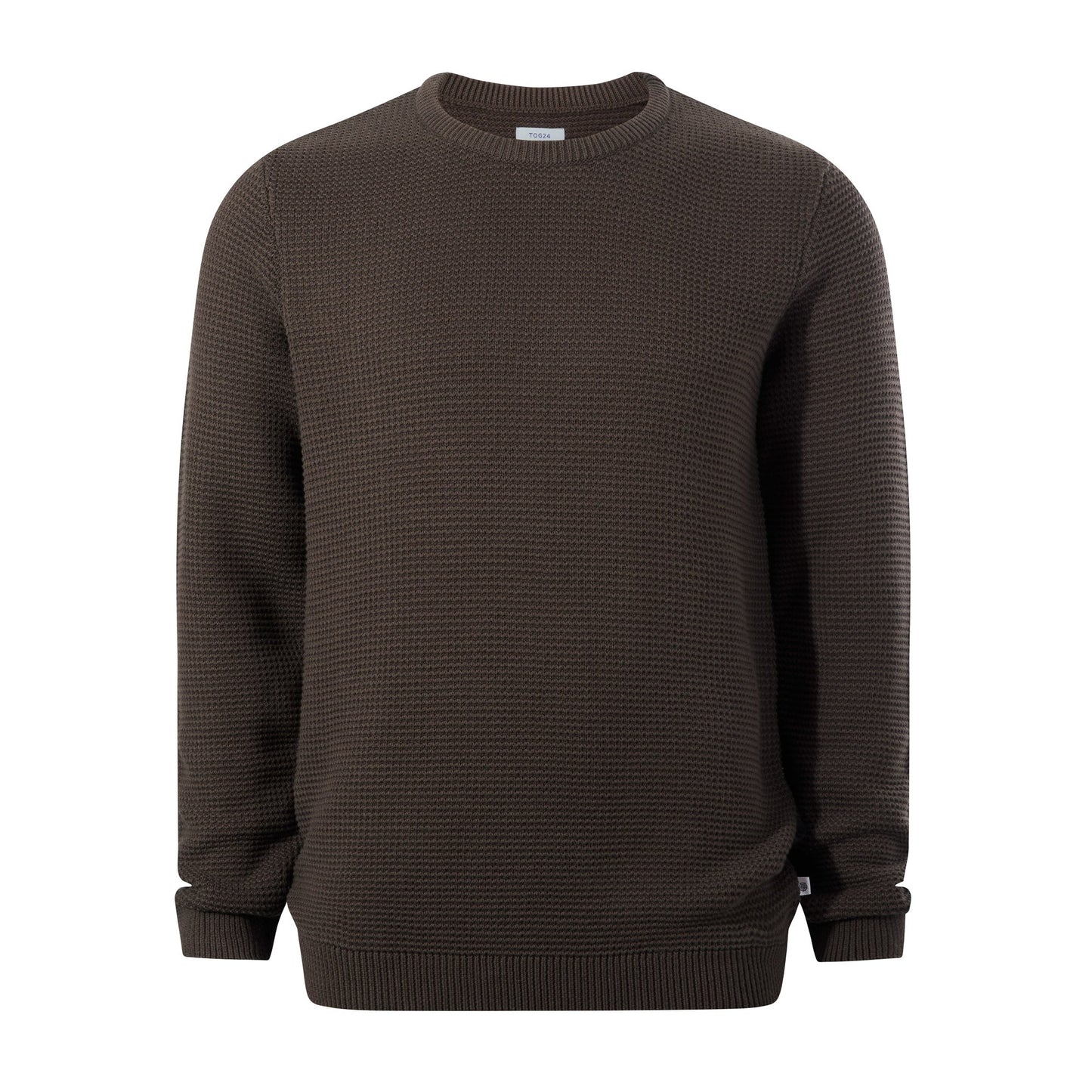 Ethan Mens Crew Neck Knit Jumper - Ash Brown