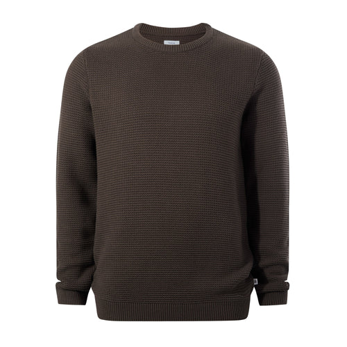 Ethan Mens Crew Neck Knit Jumper - Ash Brown