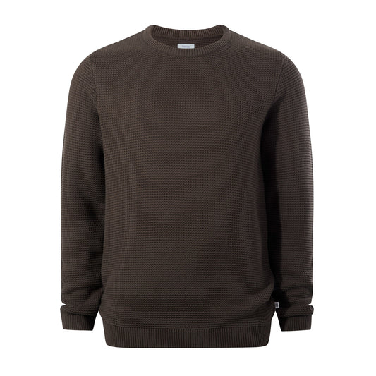 Ethan Mens Crew Neck Knit Jumper - Ash Brown