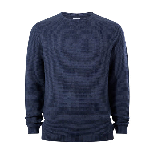 Ethan Mens Crew Neck Knit Jumper - Smokey Blue