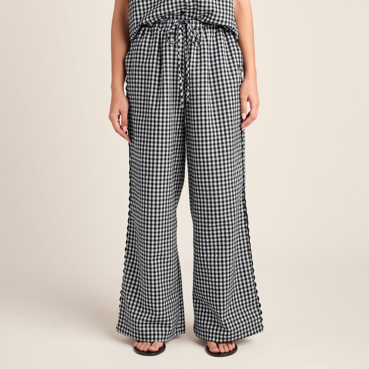 Fearne Womens Gingham Trousers - Black Check