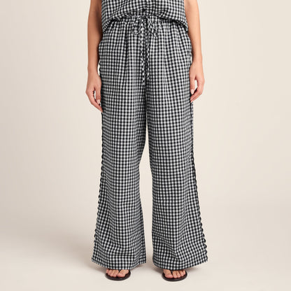 Fearne Womens Gingham Trousers - Black Check