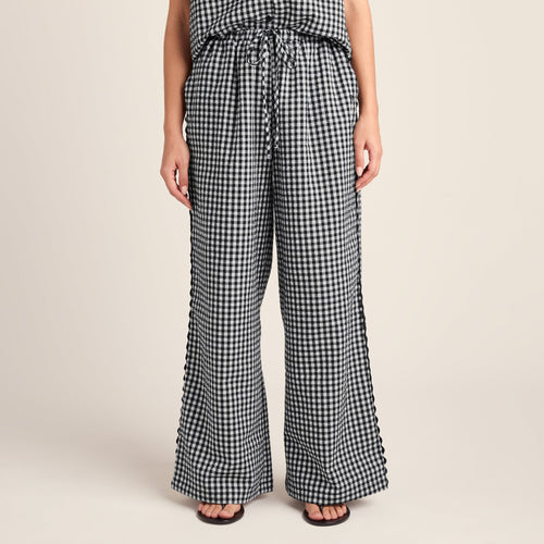 Fearne Womens Gingham Trousers - Black Check