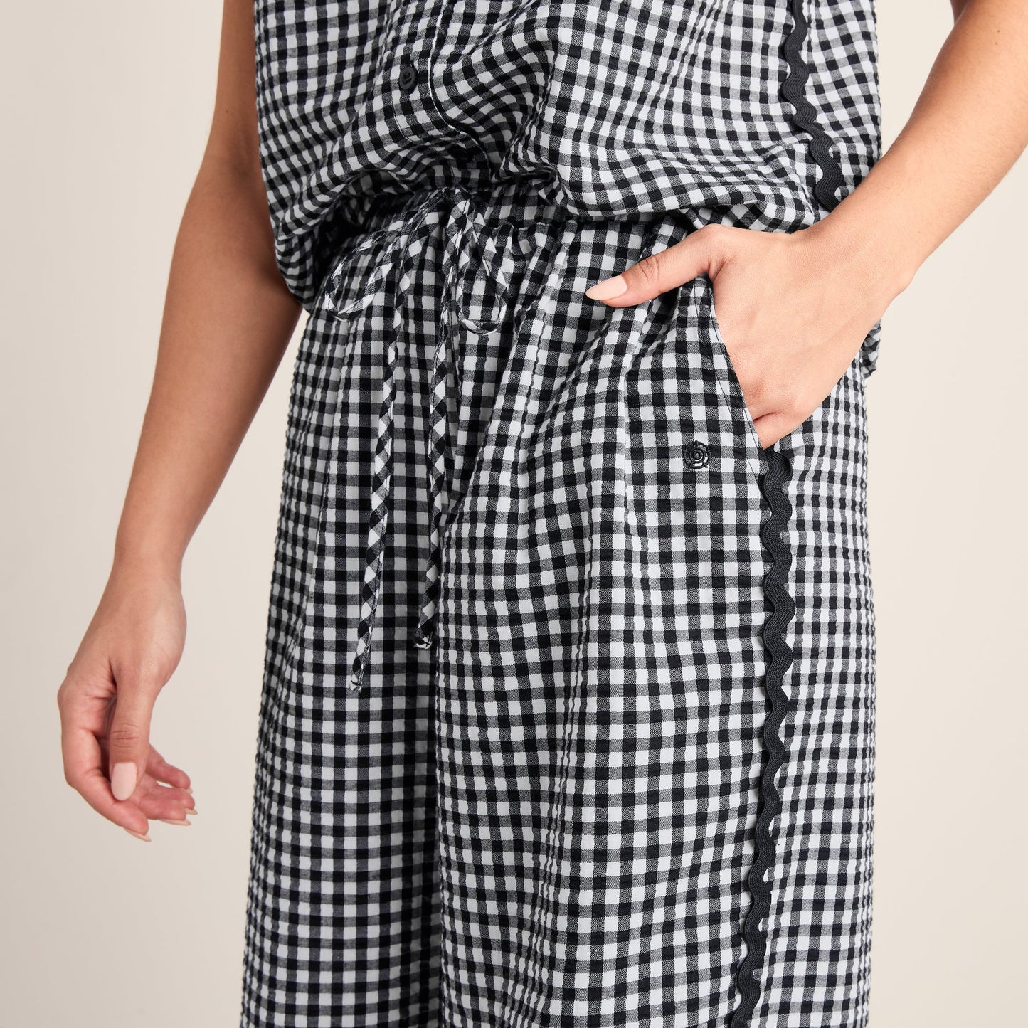 Fearne Womens Gingham Trousers - Black Check