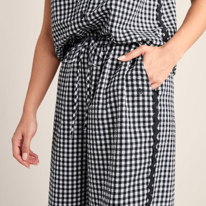Fearne Womens Gingham Trousers - Black Check
