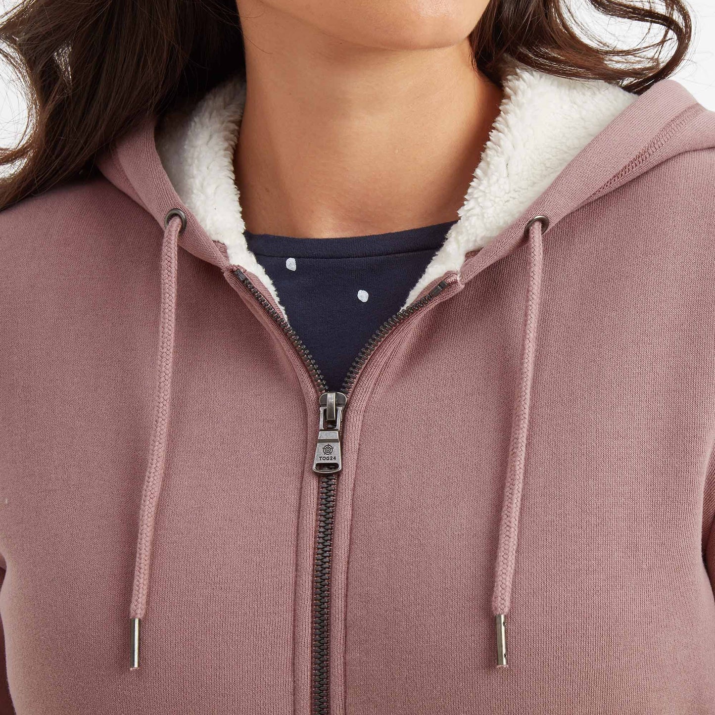 Finch Womens Supersoft Sherpa Fleece Lined Hoody - Faded Pink