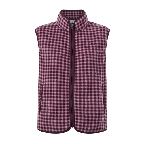 Firth Womens Gingham Midweight Microfleece Gilet - Mauve Gingham