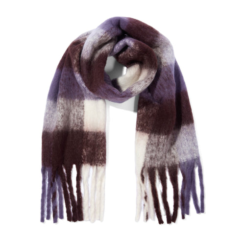Freda Heavyweight Brushed Checked Blanket Scarf - Huckleberry Check