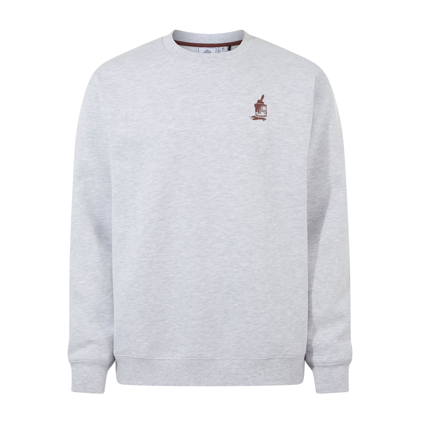 Graft Mens Supersoft Graphic Print Crew Neck Sweatshirt - Light Grey Melange