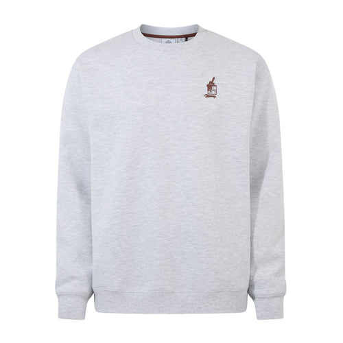 Graft Mens Supersoft Graphic Print Crew Neck Sweatshirt - Light Grey Melange