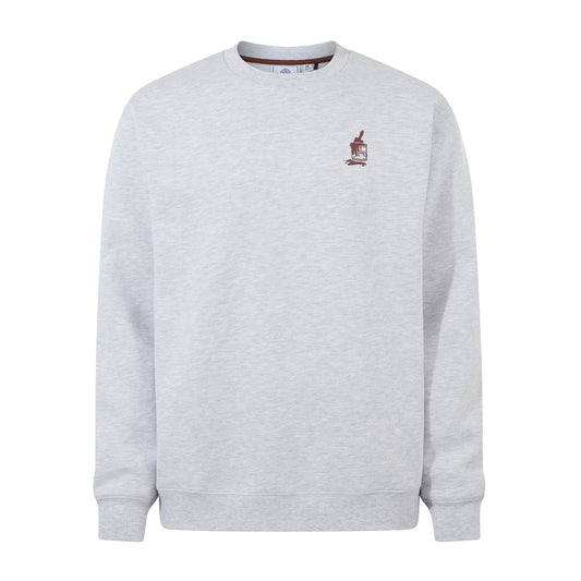 Graft Mens Supersoft Graphic Print Crew Neck Sweatshirt - Light Grey Melange