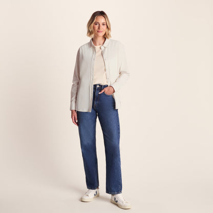 Harby Womens Long Sleeve Lightweight Corduroy Shirt - Vanilla