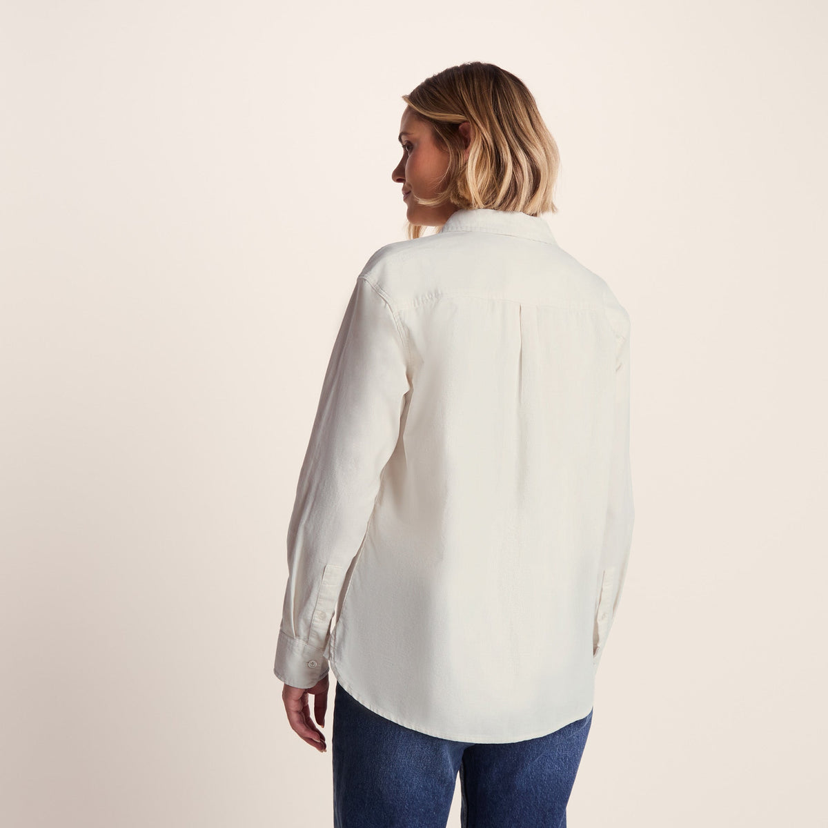 Harby Womens Long Sleeve Lightweight Corduroy Shirt - Vanilla
