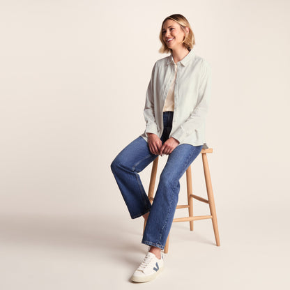 Harby Womens Long Sleeve Lightweight Corduroy Shirt - Vanilla