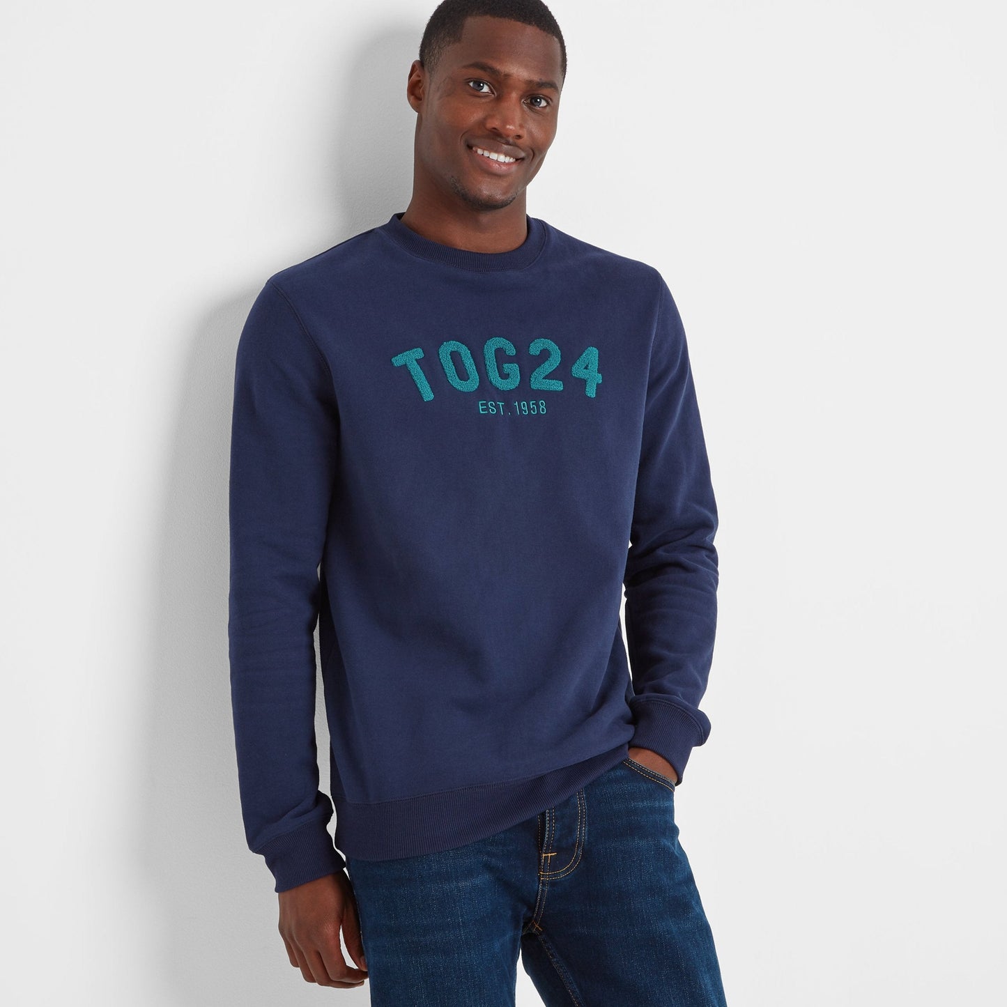 Hawnby Mens Cotton Blend Sweat - Dark Marine