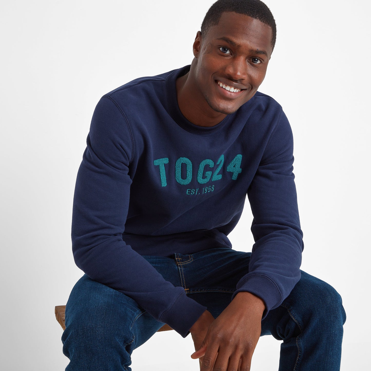 Hawnby Mens Cotton Blend Sweat - Dark Marine