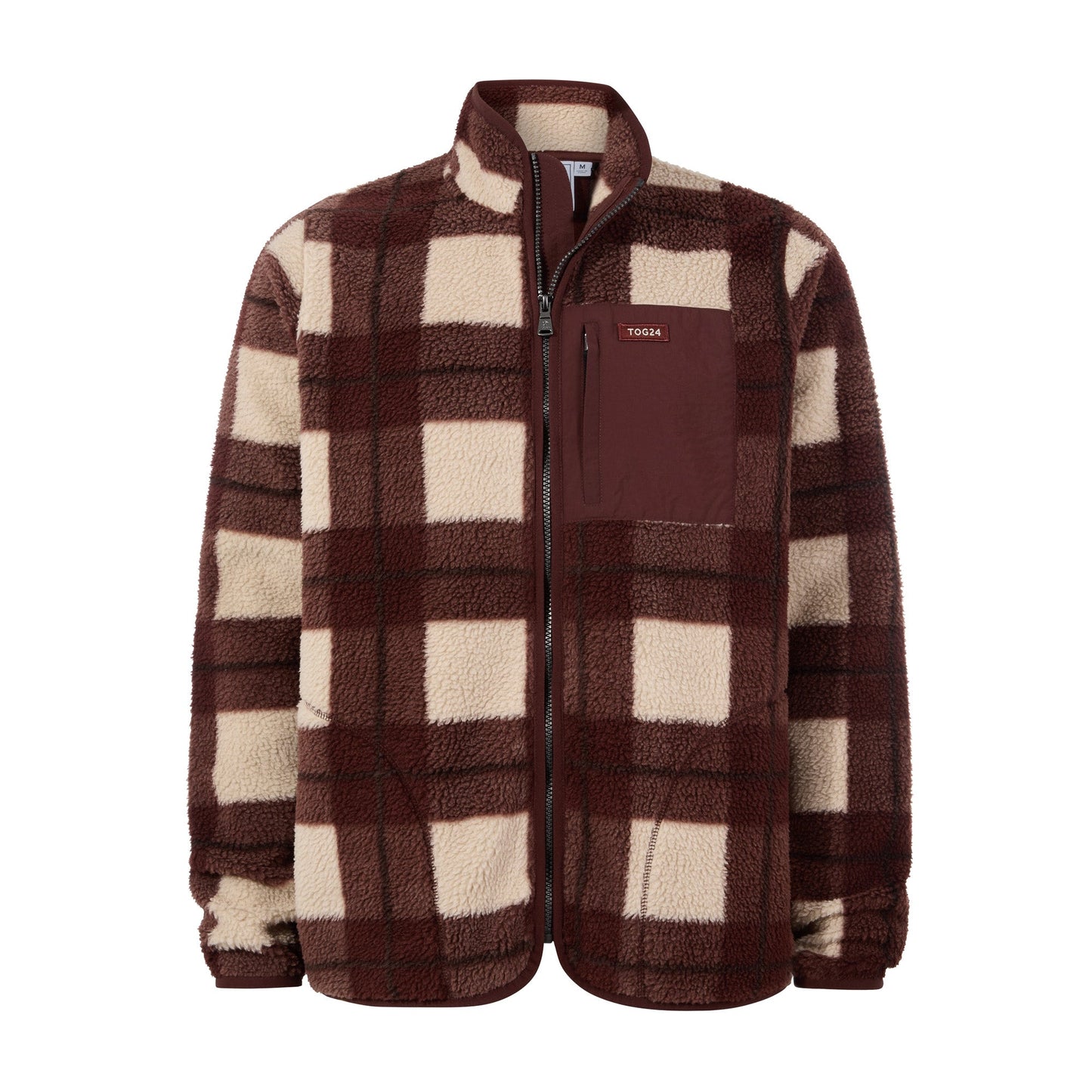 Haxwell Mens Sherpa Fleece - Chestnut Brown Check
