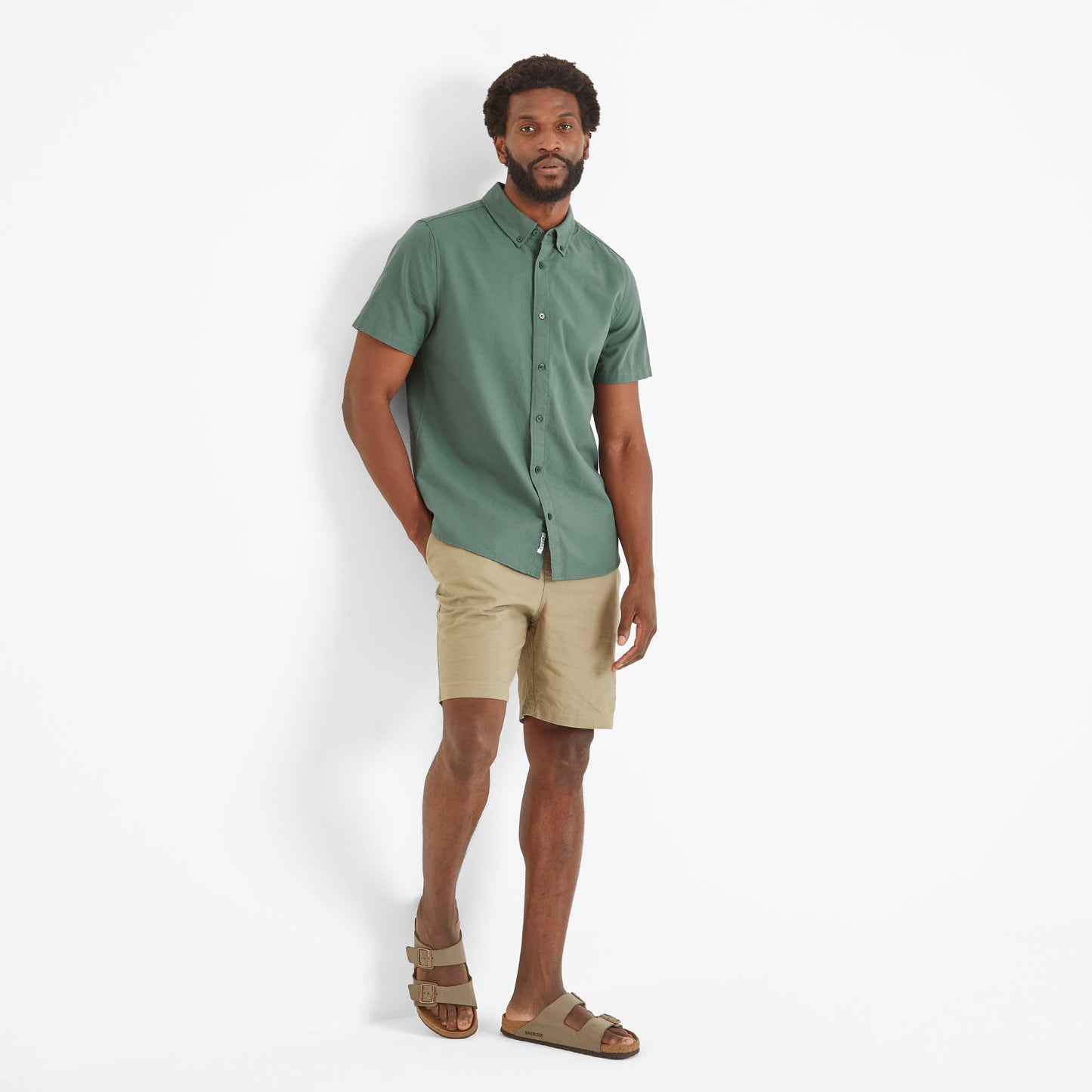Jayden Mens 100% Cotton Short Sleeve Shirt - Light Forest