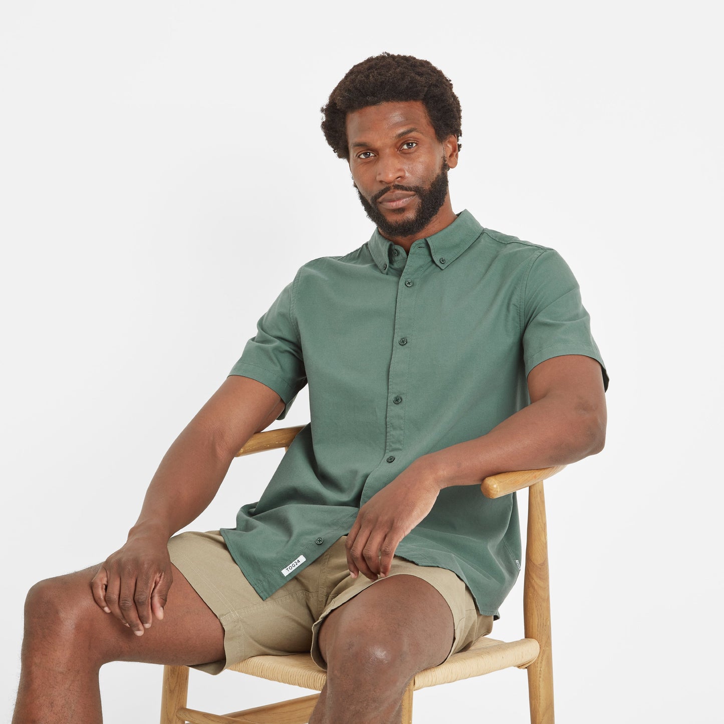 Jayden Mens 100% Cotton Short Sleeve Shirt - Light Forest