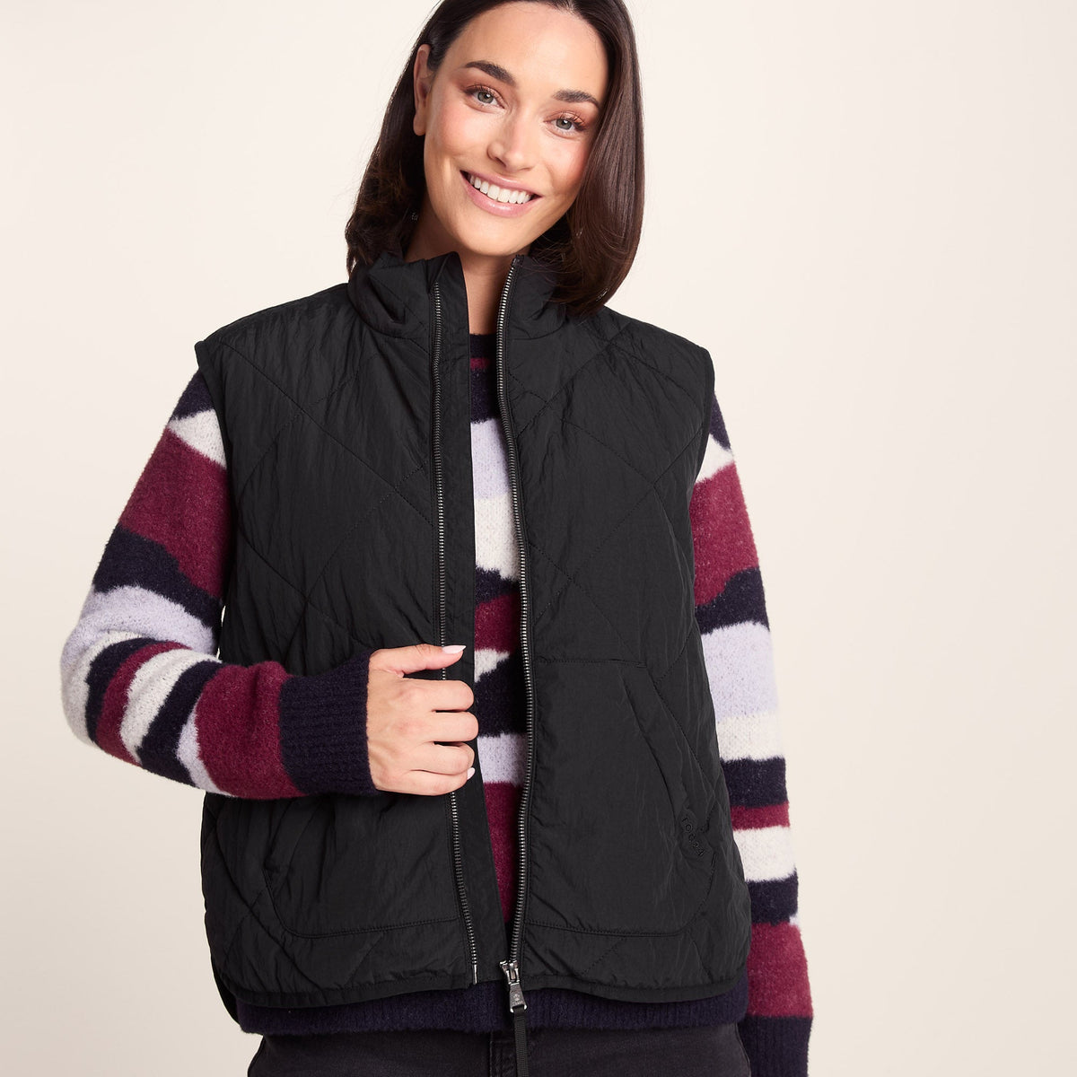 Juni Womens Relaxed Fit Shower Resistant Insulated Gilet - Black