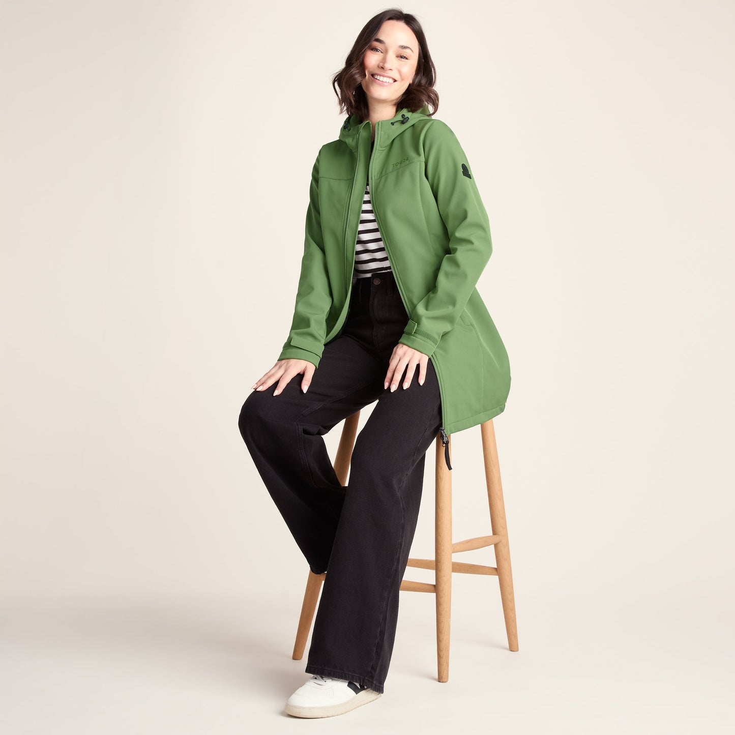 Keld Womens Long Shower Resistant Hooded Softshell Jacket - Dark Matcha