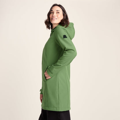 Keld Womens Long Shower Resistant Hooded Softshell Jacket - Dark Matcha