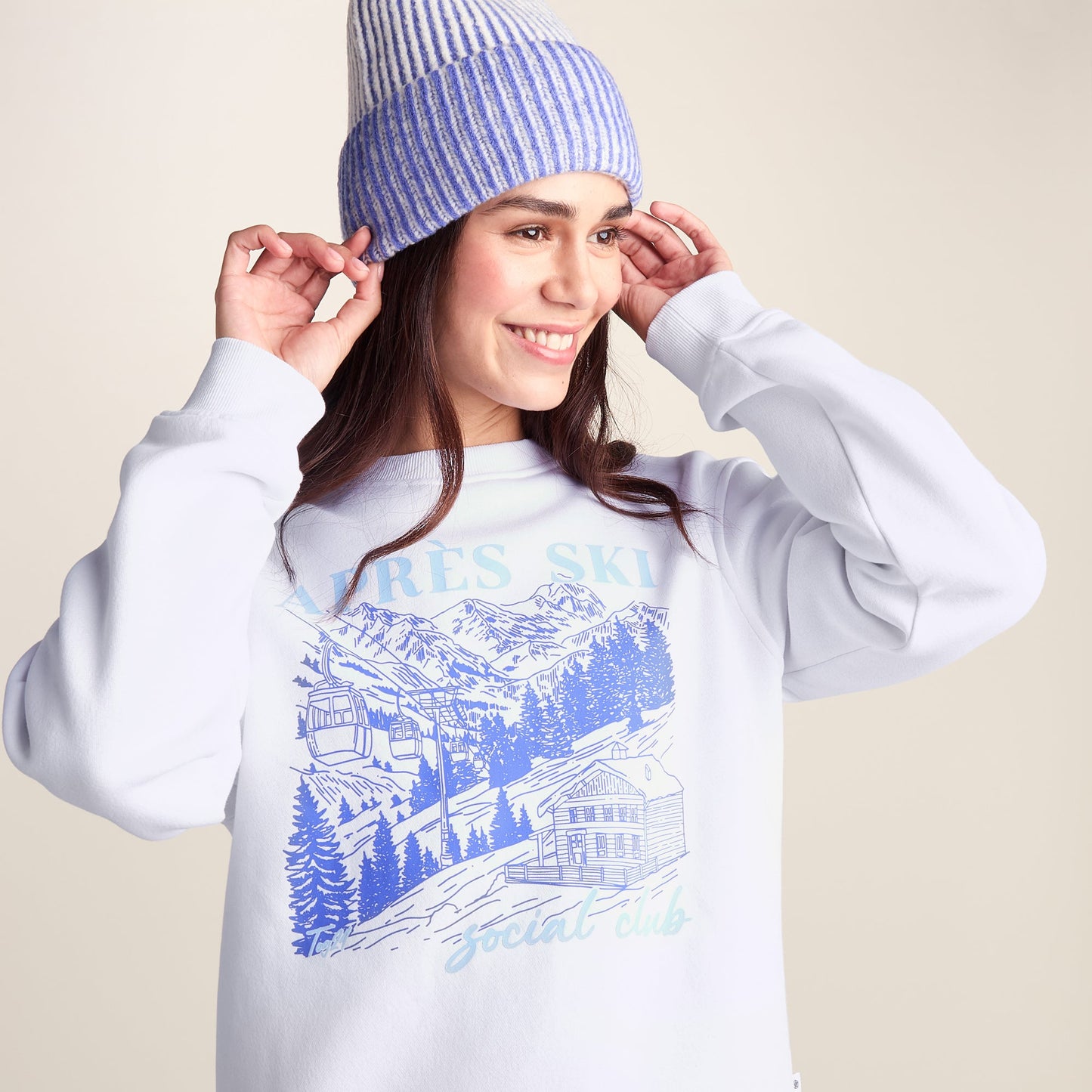 Kendall Womens Supersoft Apres Ski Print Sweatshirt - Optic White