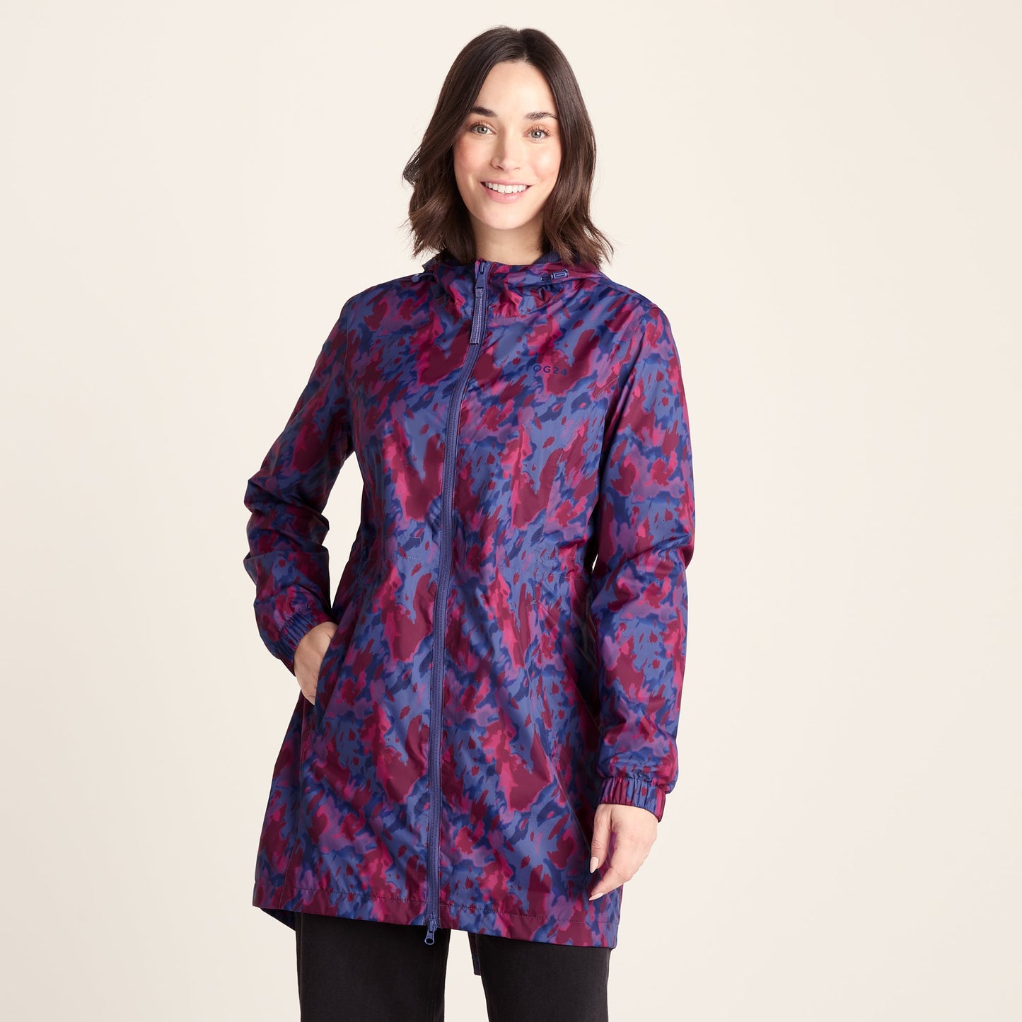 Kilnsey Womens Waterproof Jacket - Oxford Blue Abstract Print