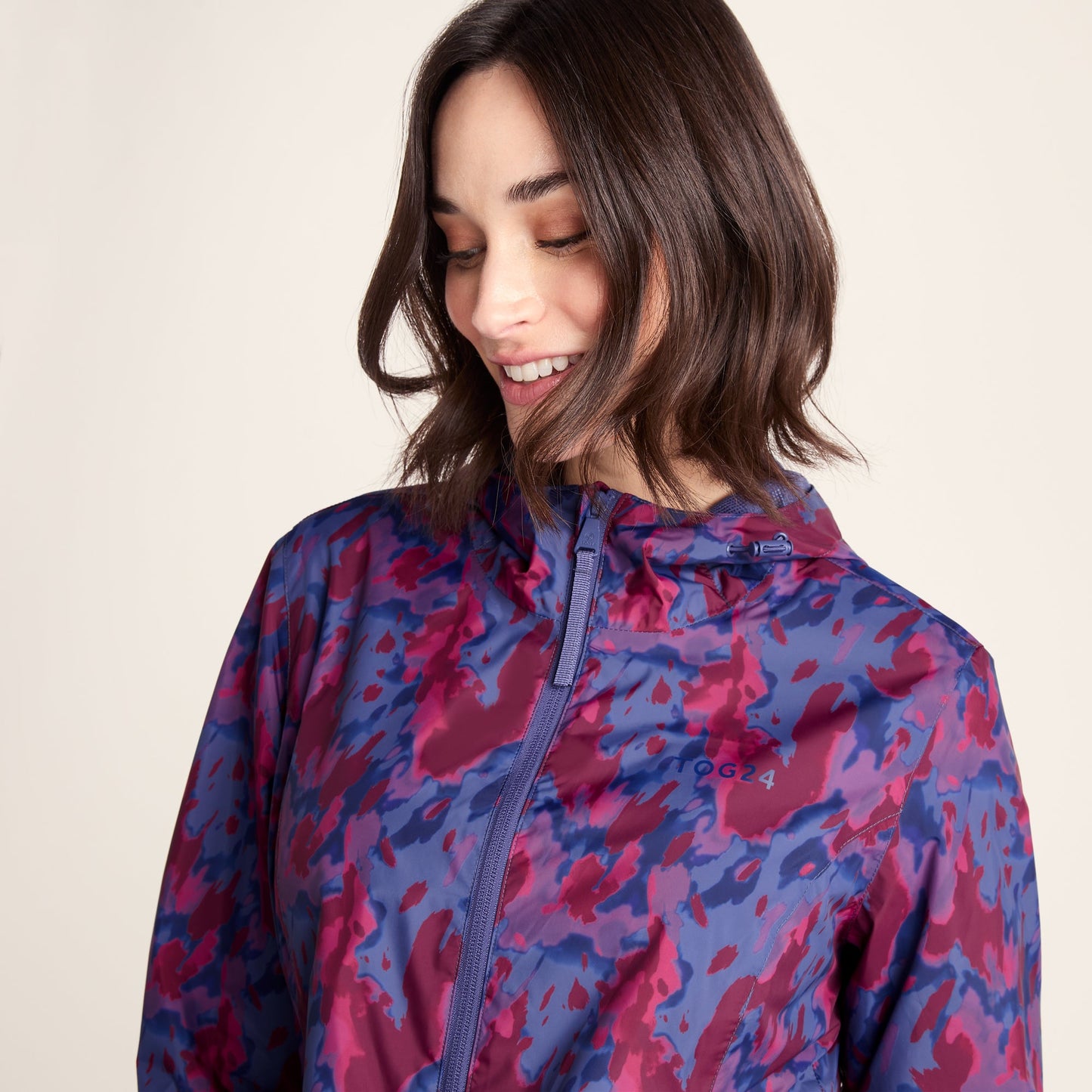 Kilnsey Womens Waterproof Jacket - Oxford Blue Abstract Print