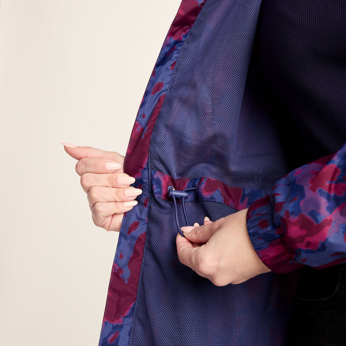 Kilnsey Womens Waterproof Jacket - Oxford Blue Abstract Print