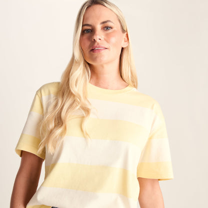 Lani Womens 100% Cotton Supersoft Boxy Fit T-Shirt - Butter Yellow Stripe