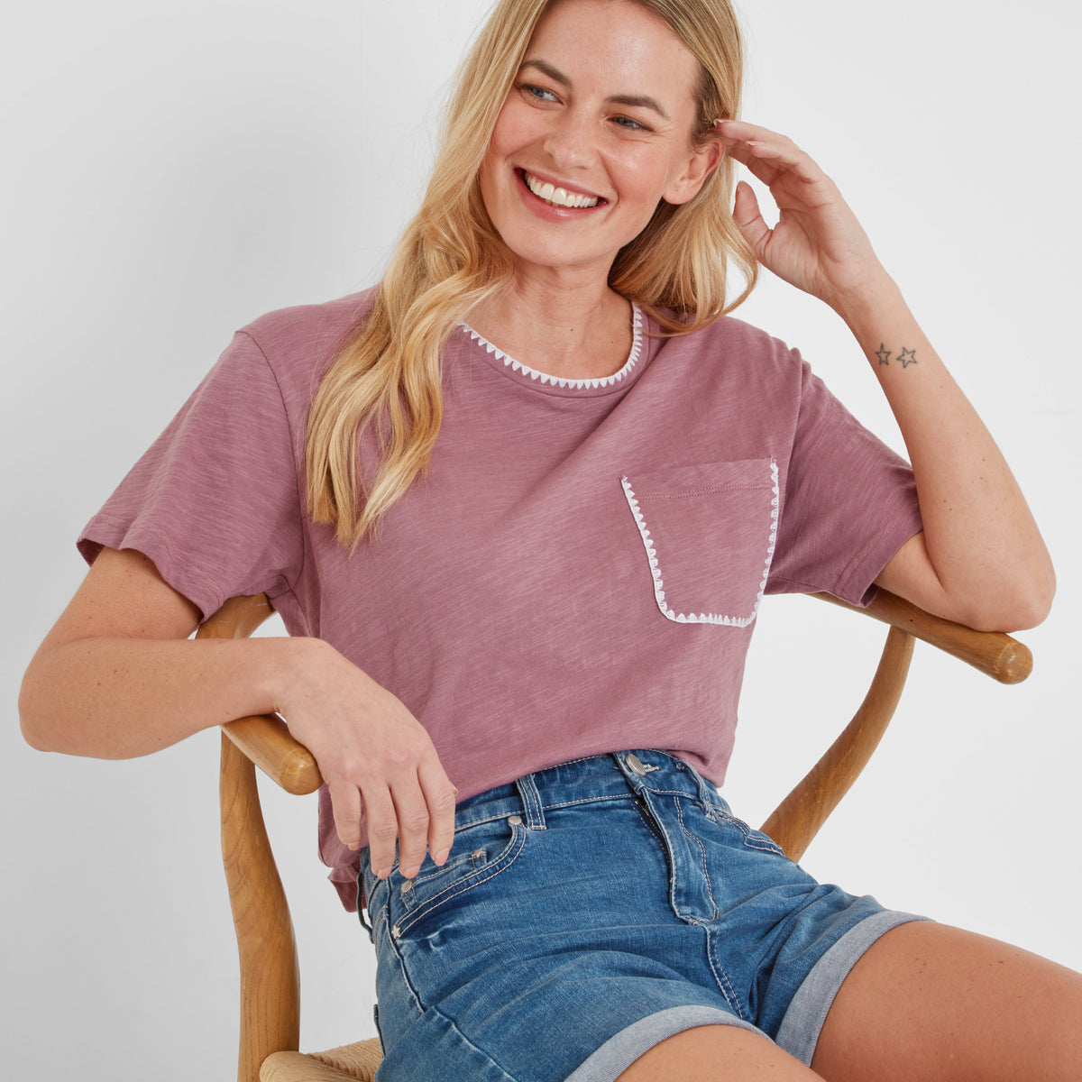 Liana Womens 100% Cotton Supersoft T-Shirt - Mauve
