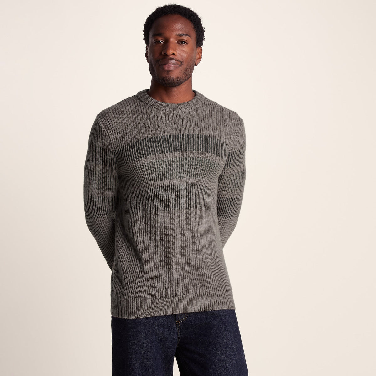 Leonard Mens Chunky Knitted Jumper - Mid Grey