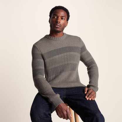 Leonard Mens Chunky Knitted Jumper - Mid Grey