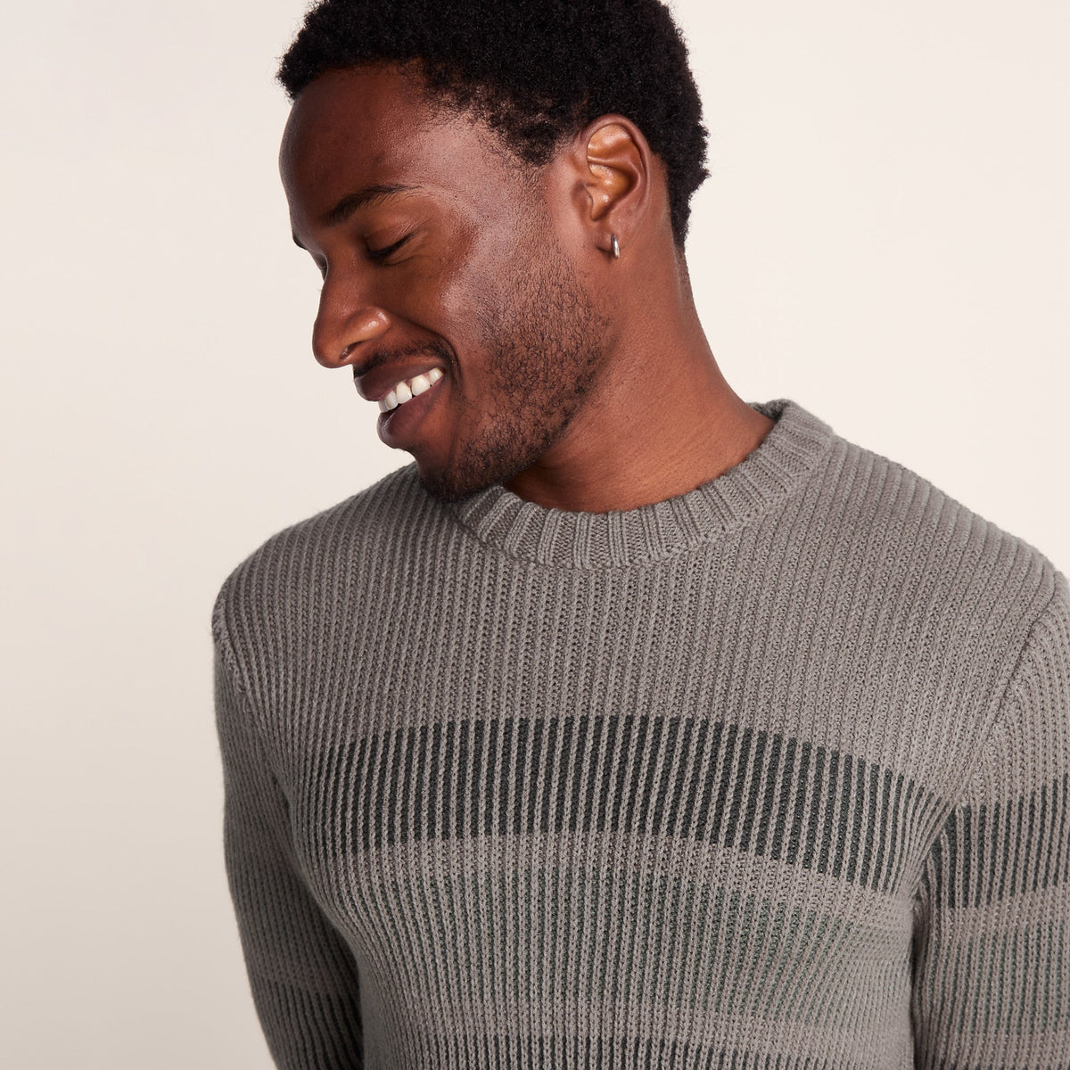 Leonard Mens Chunky Knitted Jumper - Mid Grey
