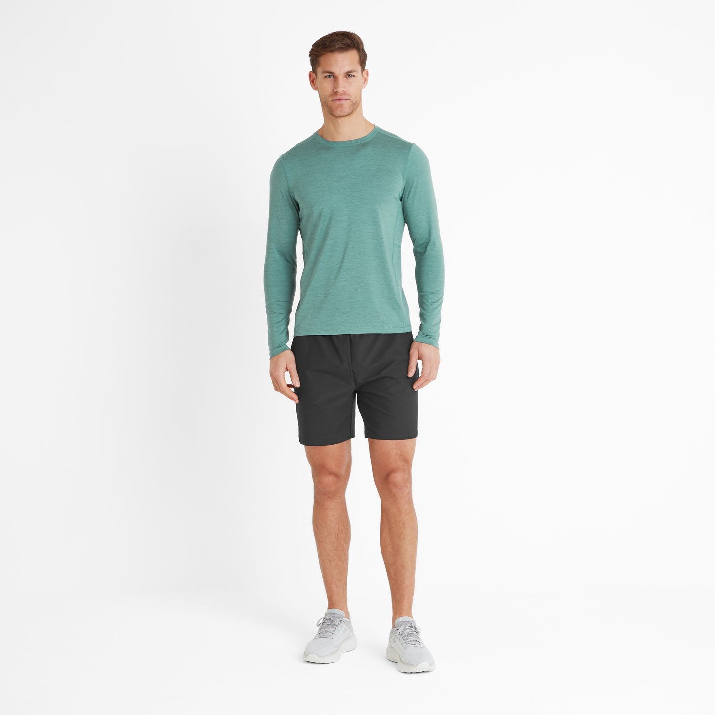 Mittel Mens Long Sleeve Performance Top - Seafoam Green Marl