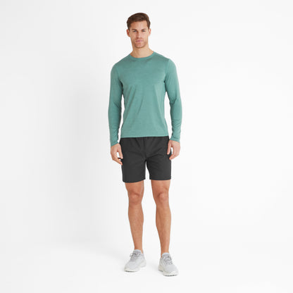 Mittel Mens Long Sleeve Performance Top - Seafoam Green Marl