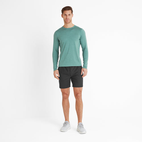 Mittel Mens Long Sleeve Performance Top - Seafoam Green Marl