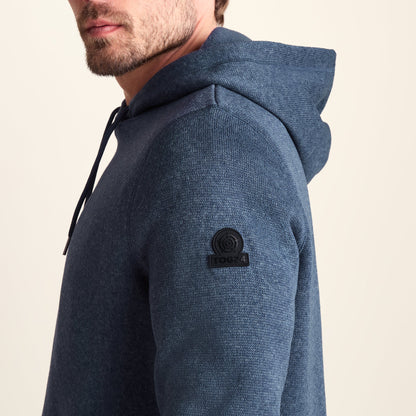 Mosby Mens Supersoft Knitlook Fleece Hoody - Smokey Blue Melange
