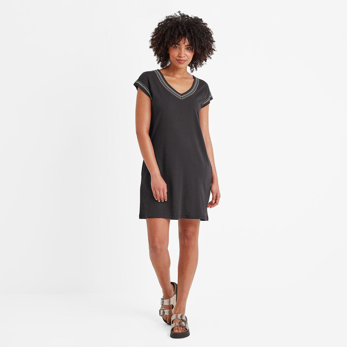 Nicolette Womens Jersey  Dress - Washed Black