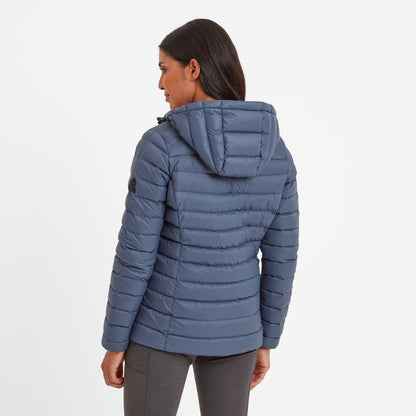 North Womens RDS Certified Down Hooded Jacket - Blue Stone