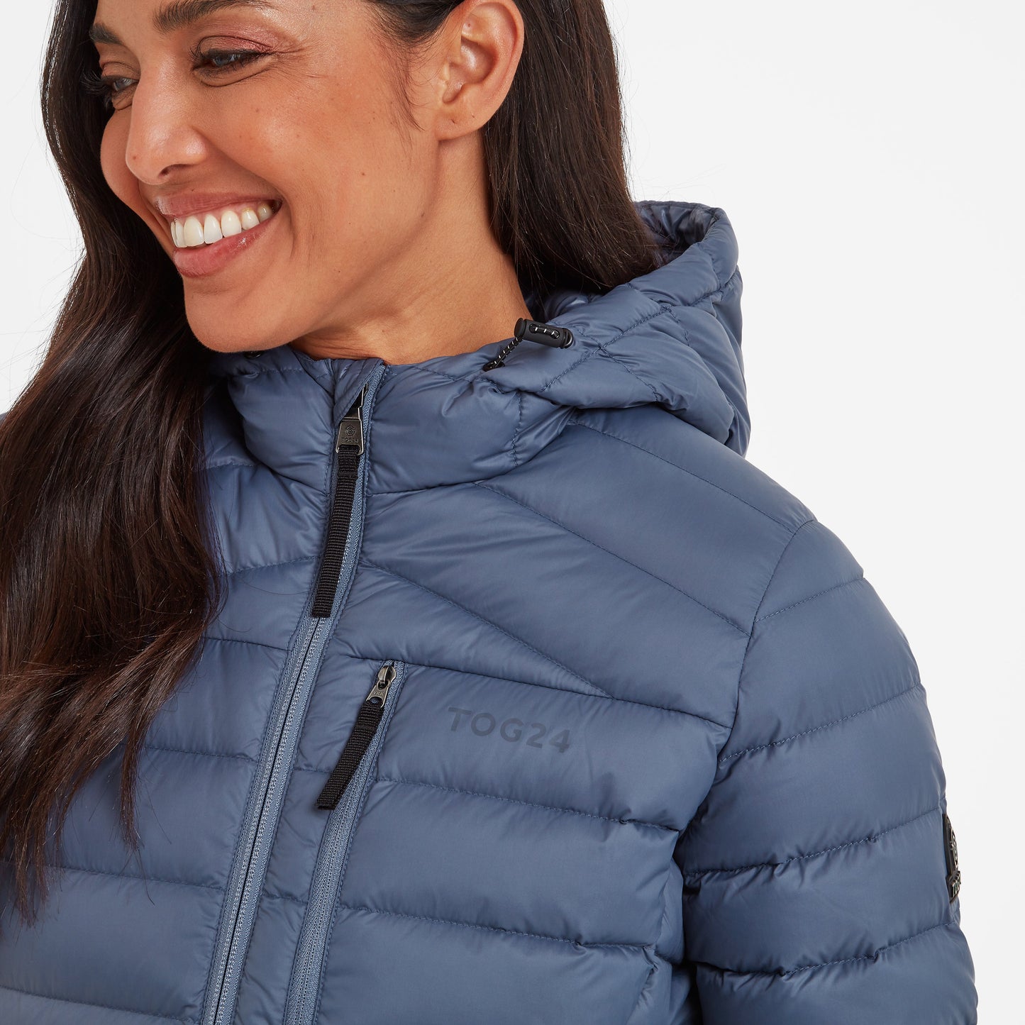 North Womens RDS Certified Down Hooded Jacket - Blue Stone