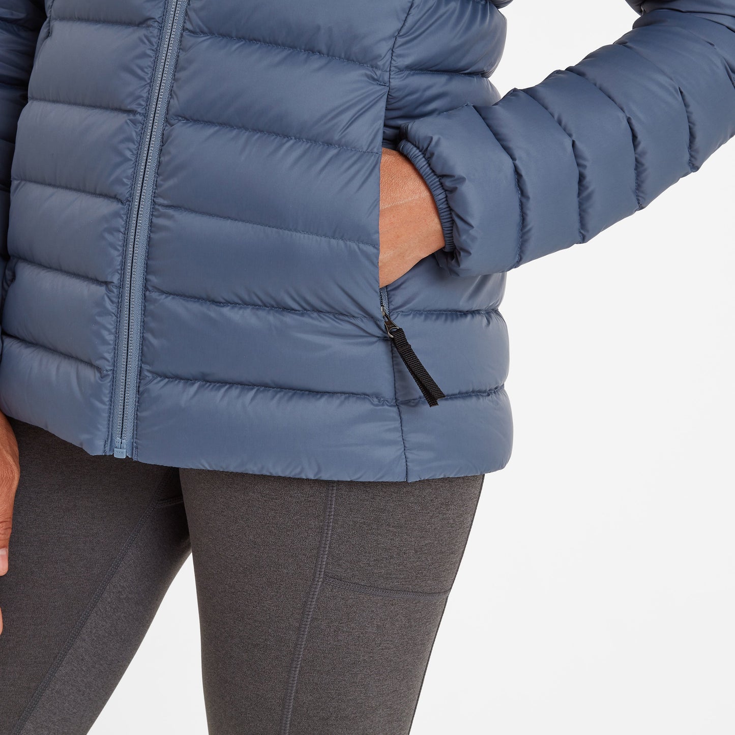 North Womens RDS Certified Down Hooded Jacket - Blue Stone