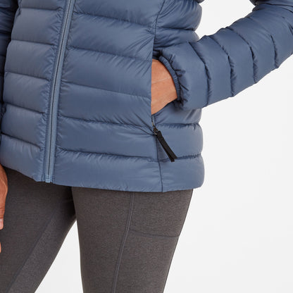 North Womens RDS Certified Down Hooded Jacket - Blue Stone