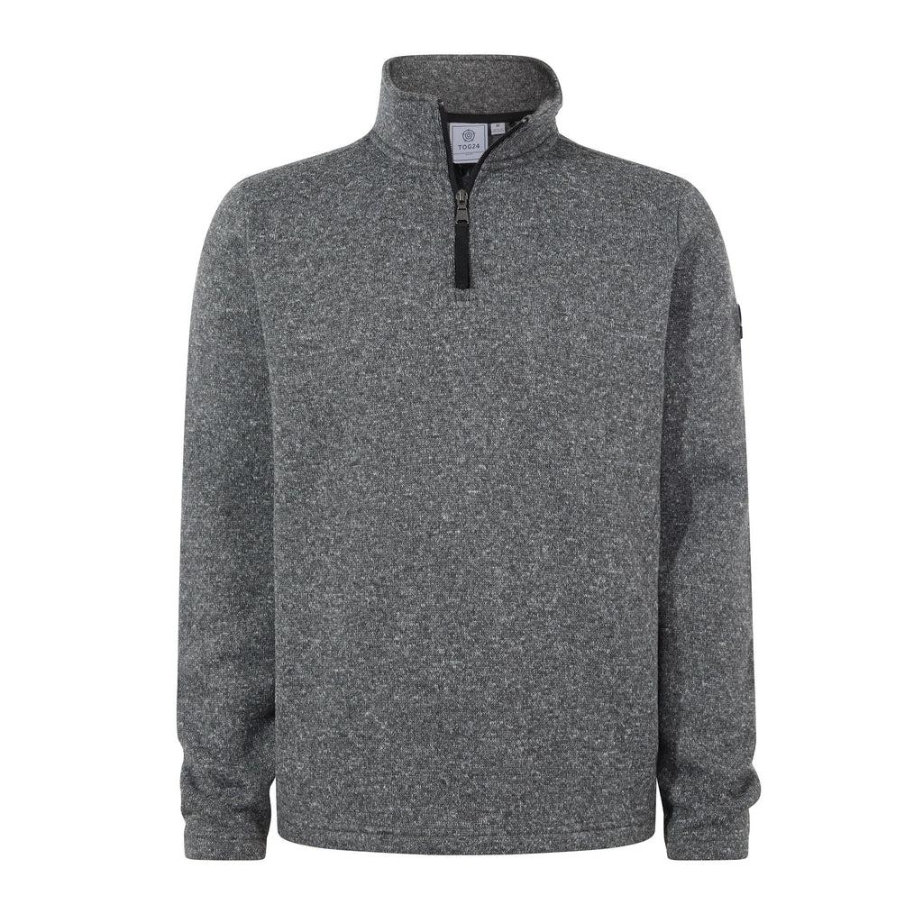 Pearson Mens Knitlook Quarter Zip Fleece - Dark Grey Marl