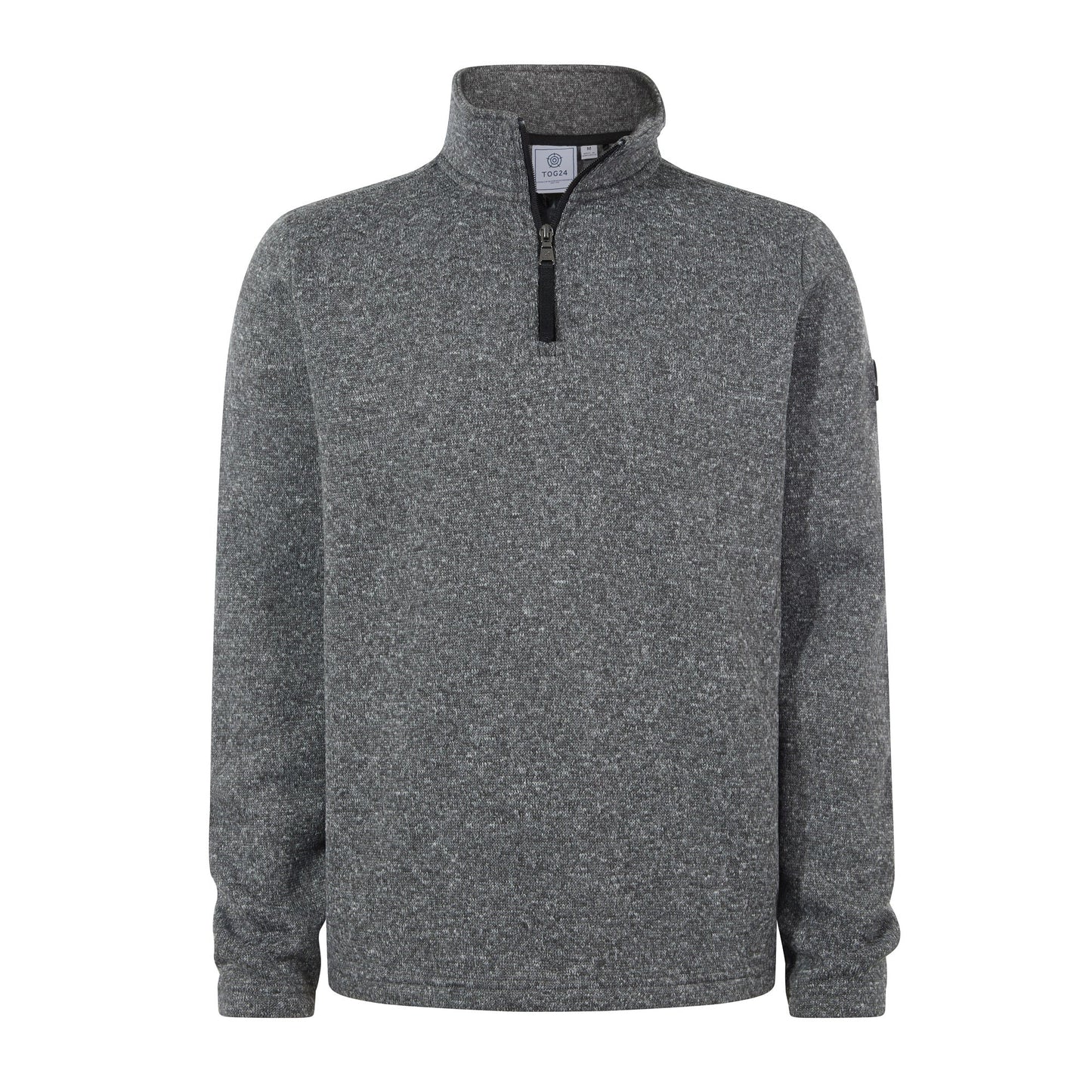 Pearson Mens Knitlook Quarter Zip Fleece - Dark Grey Marl
