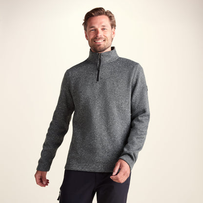 Pearson Mens Knitlook Quarter Zip Fleece - Dark Grey Marl