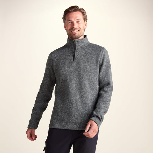 Pearson Mens Knitlook Quarter Zip Fleece - Dark Grey Marl