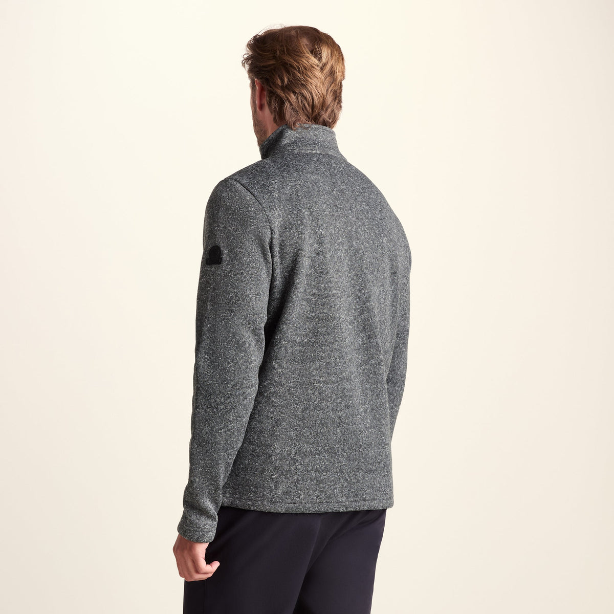 Pearson Mens Knitlook Quarter Zip Fleece - Dark Grey Marl