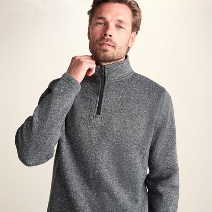 Pearson Mens Knitlook Quarter Zip Fleece - Dark Grey Marl